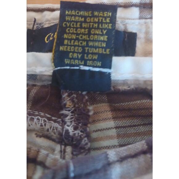 Club Room 100% Cotton Shorts Brown Madras Plaid Patchwork Style Men's Size 33 - Picture 7 of 7